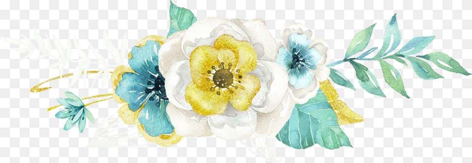 Teal Watercolor Flower Clipart Picture Freeuse Mintampgold Mint Flower Watercolor, Art, Graphics, Floral Design, Pattern Free Png Download