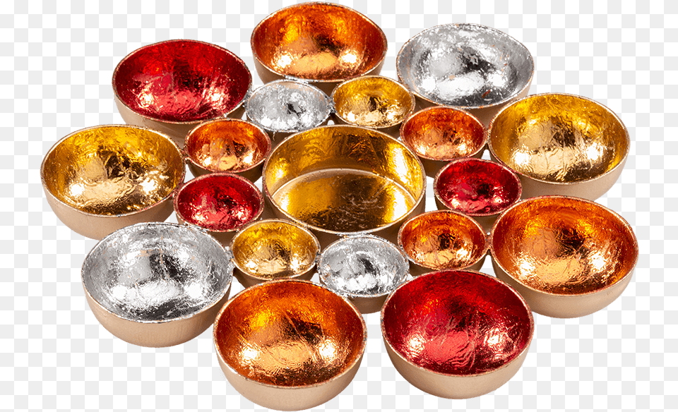 Tealight Holder Red Gold Round Christmas Ornament, Aluminium, Foil Png Image