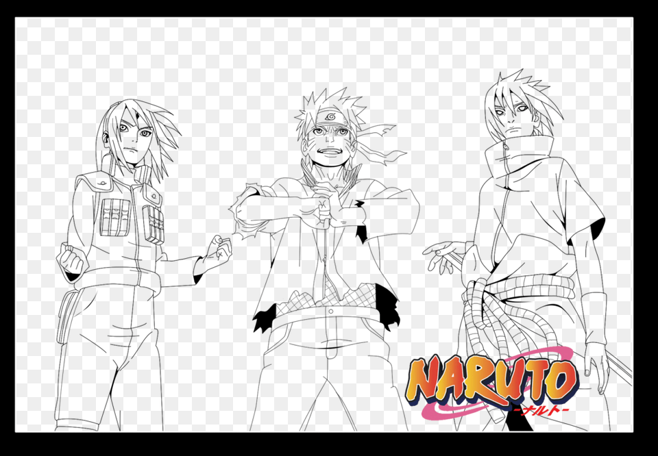 Team 7 Team 7 Naruto Naruto Team 7 Lineart Png