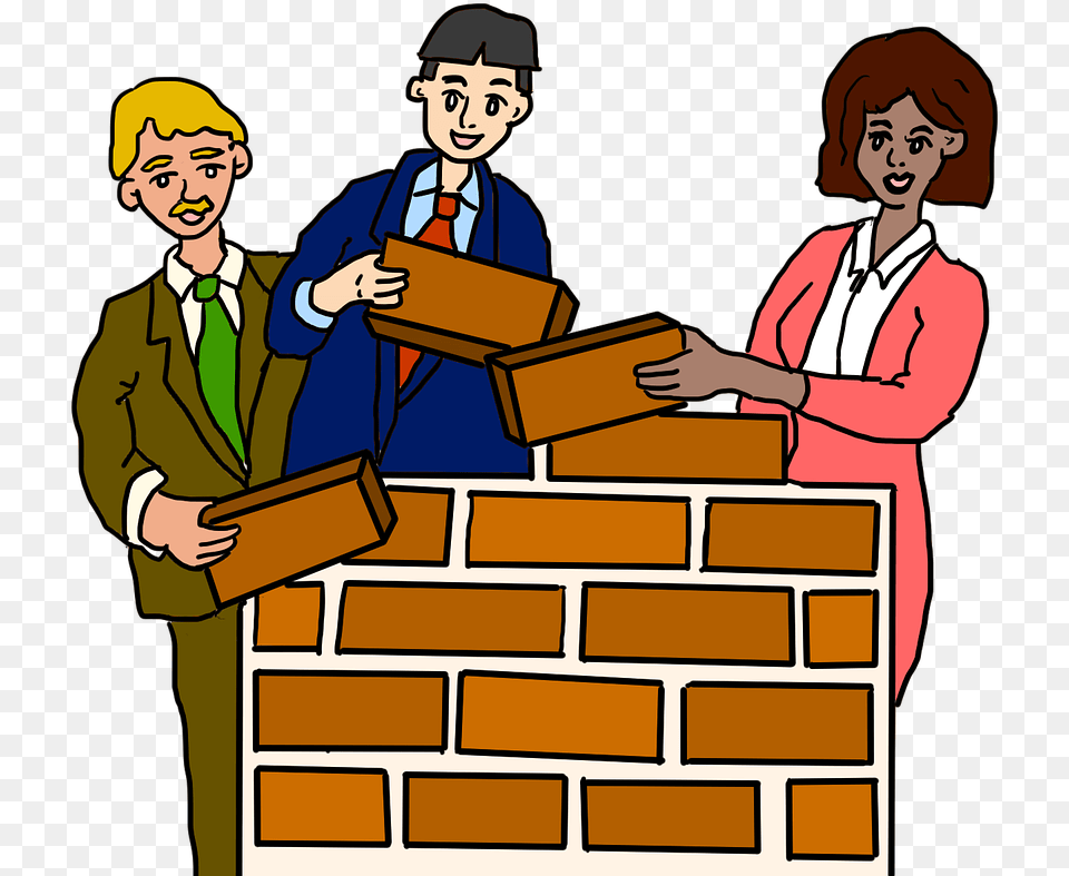 Team Building Teamwork Team Cooperation Cooperate, Brick, Person, People, Adult Png Image