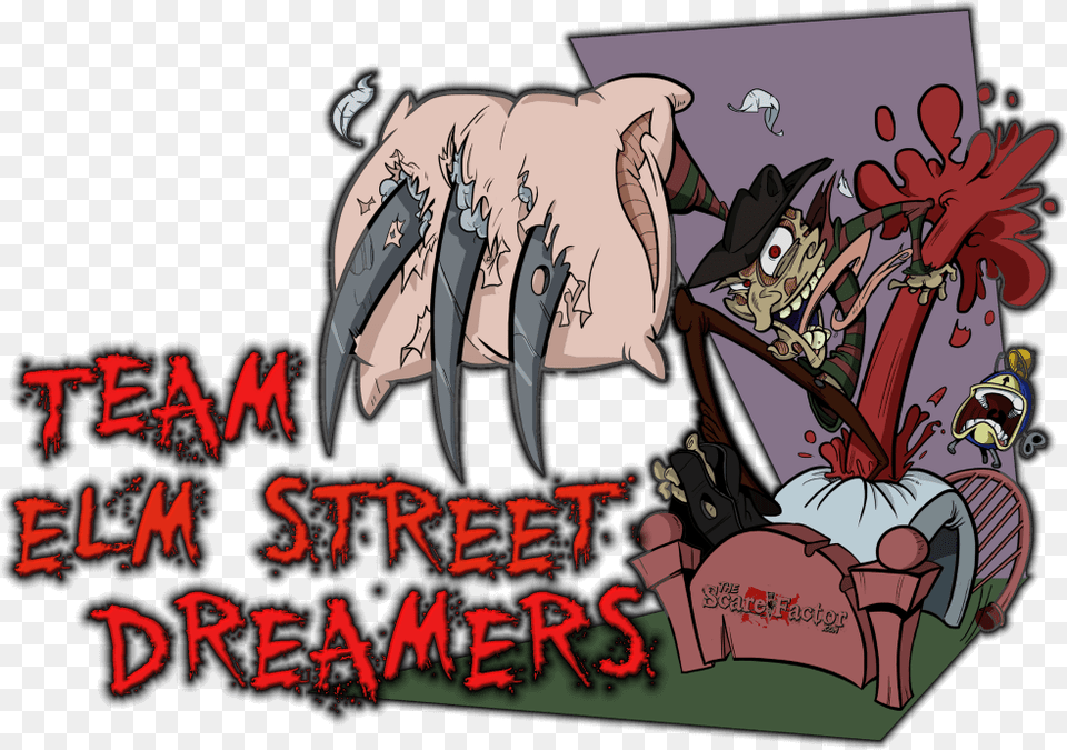 Team Elm Street Dreamers La California Halloween Haunted Elm Street Halloween Art, Publication, Book, Comics, Electronics Png Image