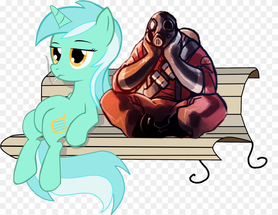 Team Fortress 2 Pyro Colossus Mammal Fictional Character My Little Pony Good Job, Bench, Furniture, Baby, Person Free Png