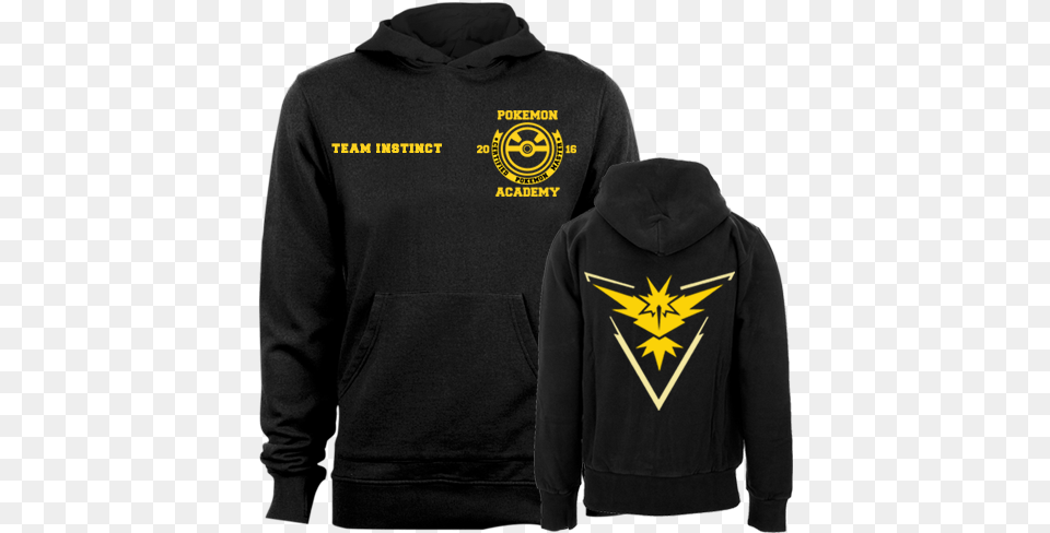 Team Instinct Black Hoodie Pokemon Go Pokemon Go Team Instinct Yellow Pokeauto, Clothing, Hood, Knitwear, Sweater Free Transparent Png