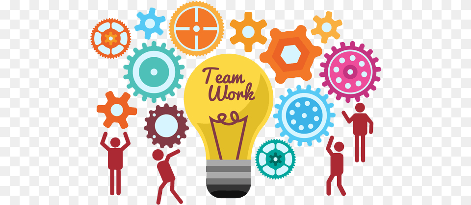 Teamwork Start The Team To Work Together Light Bulb Ideas Transparent Background Teamwork Clipart, Baby, Person, Lightbulb, Bulldozer Free Png