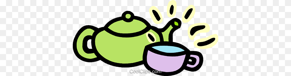 Teapot And Cups Royalty Vector Clip Art Illustration, Cookware, Pot, Pottery, Cup Free Png