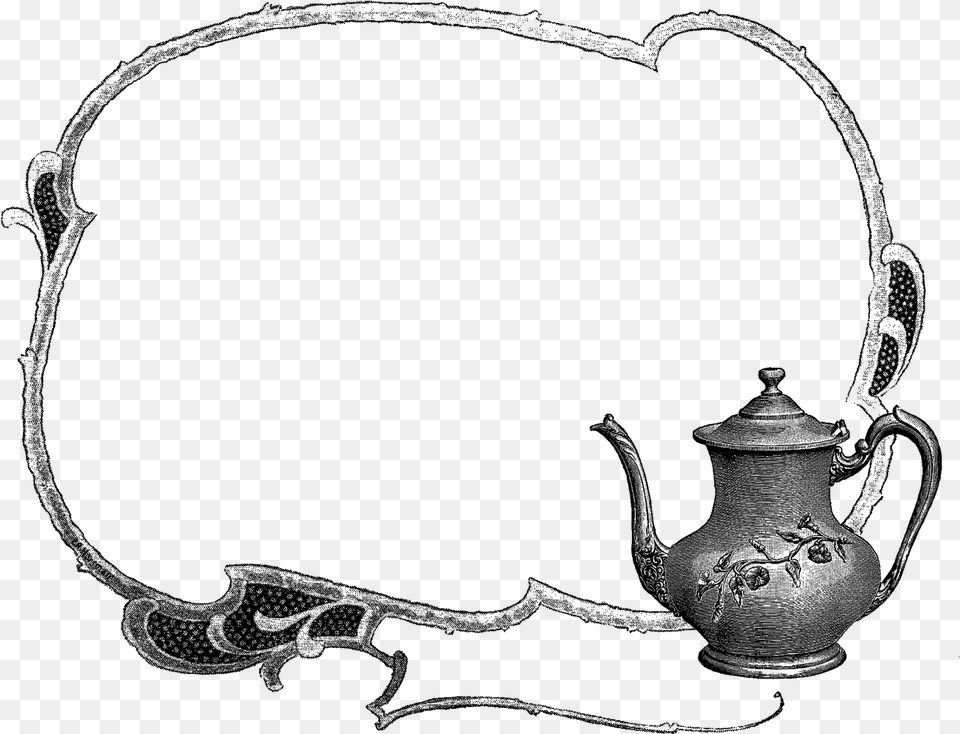 Teapot Border Clipart, Cookware, Pot, Pottery, Silhouette Png Image