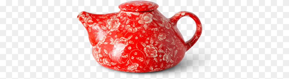 Teapot Large Red Roseblock Teapot, Cookware, Pot, Pottery, Art Free Png