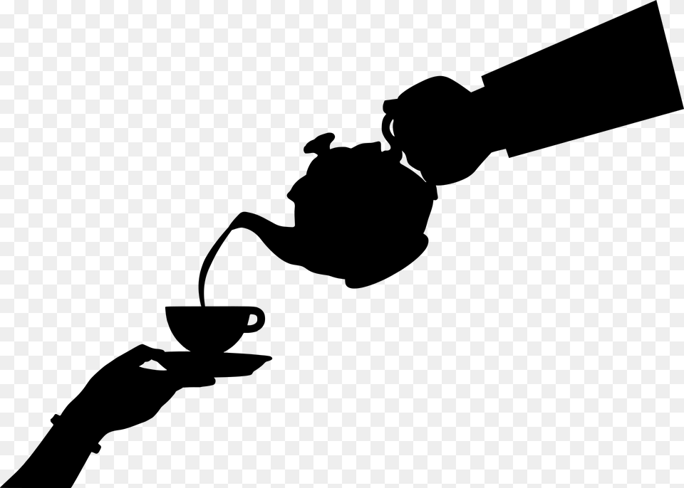 Teapot Tea Pouring Silhouette Hand Hot Boiling Pouring Tea, Gray Free Png