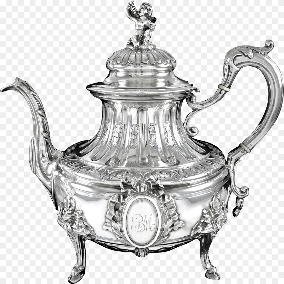 Teapot Vintage Antique Silver Teapot, Cookware, Pot, Pottery, Smoke Pipe Free Transparent Png