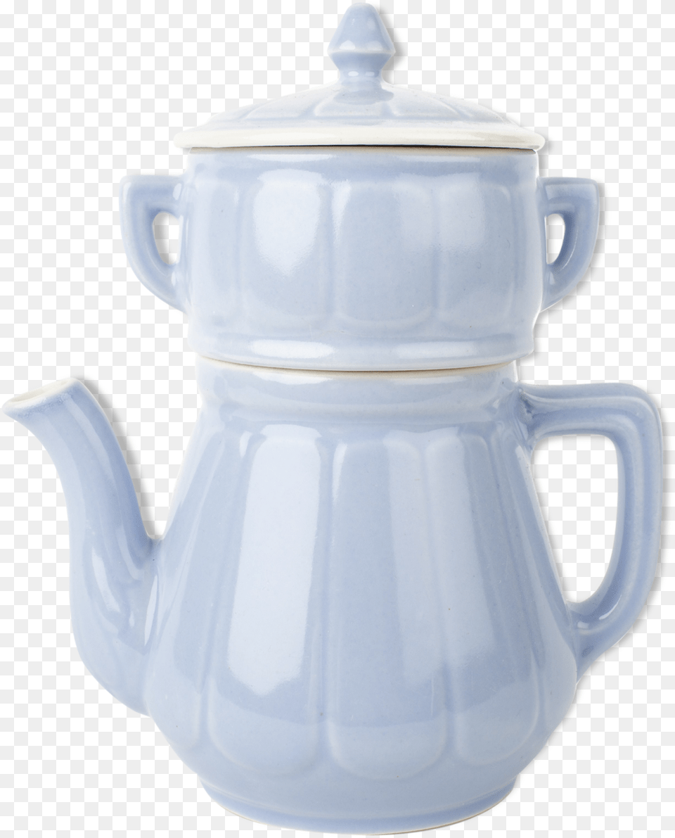 Teapot With Filter And Lid Vintage Sky Blue Ceramic, Cookware, Pot, Pottery, Art Png Image