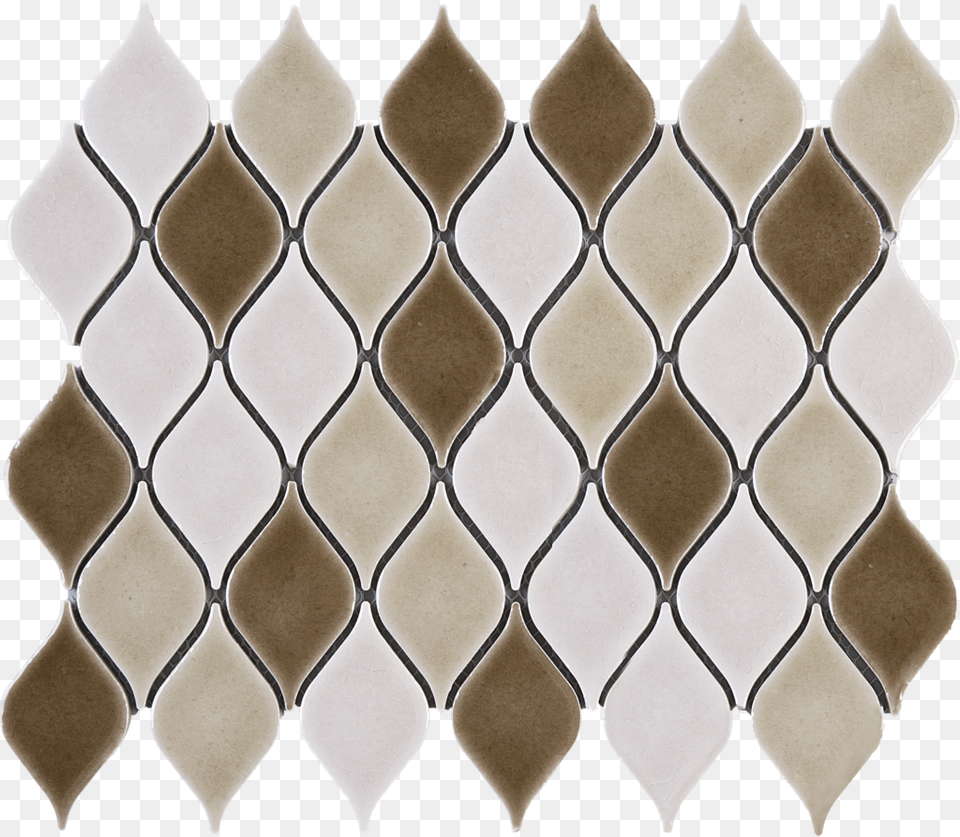 Tear Drop Pattern White And Brown Ceramic Mesh Mounted Tile, Home Decor, Rug Png