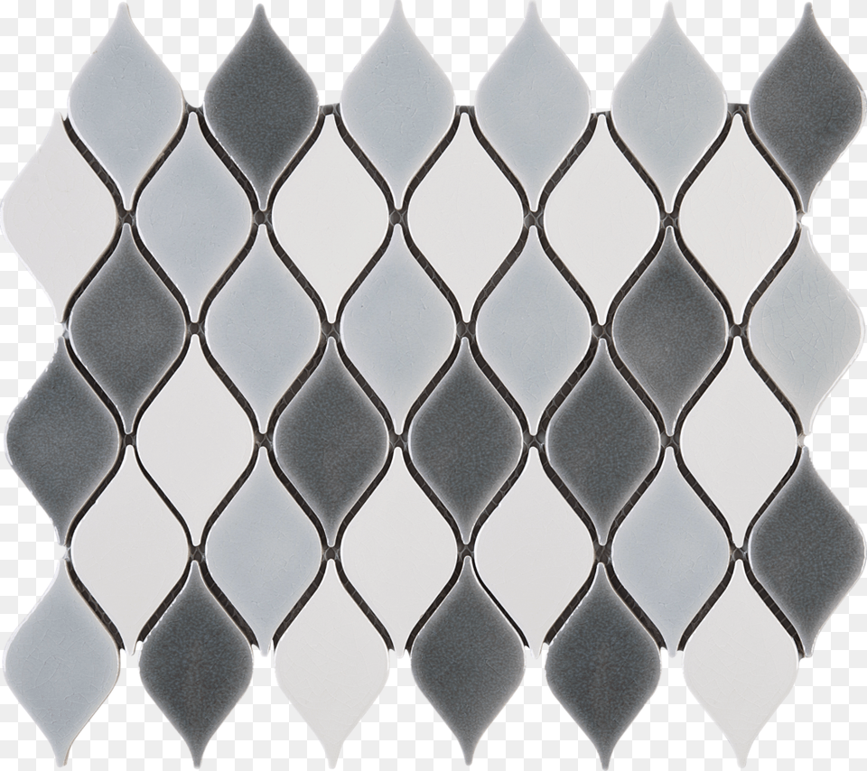 Tear Drop Pattern White And Grey Ceramic Mesh Mounted Teardrop Mosaic Tile, Grille Free Transparent Png
