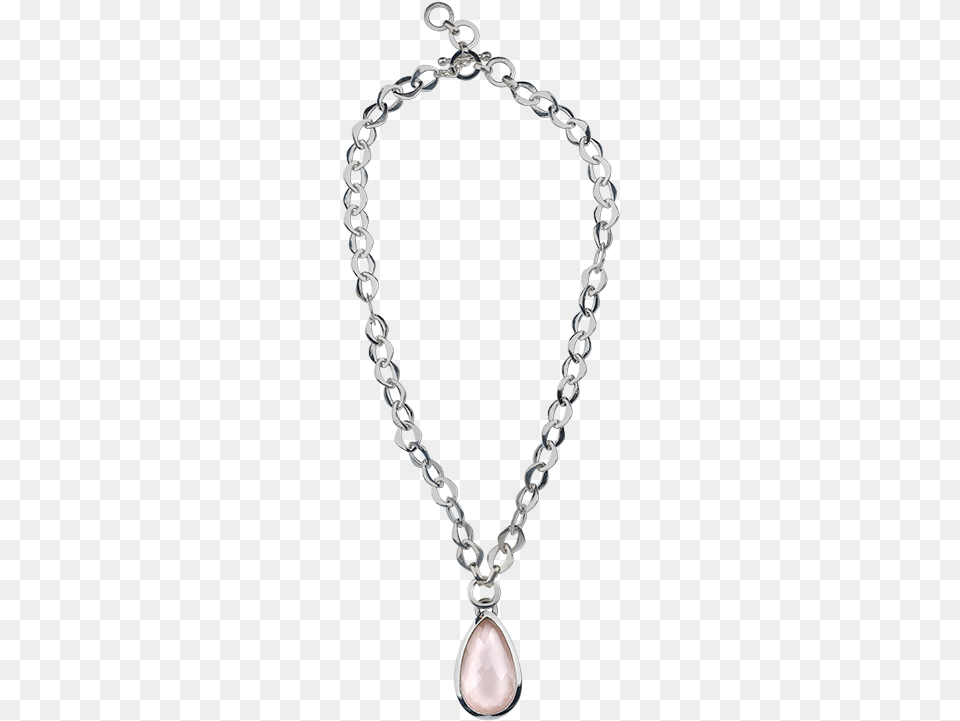 Teardrop Rose Quartz Sterling Silver Link Necklace Necklace, Accessories, Jewelry, Locket, Pendant Png