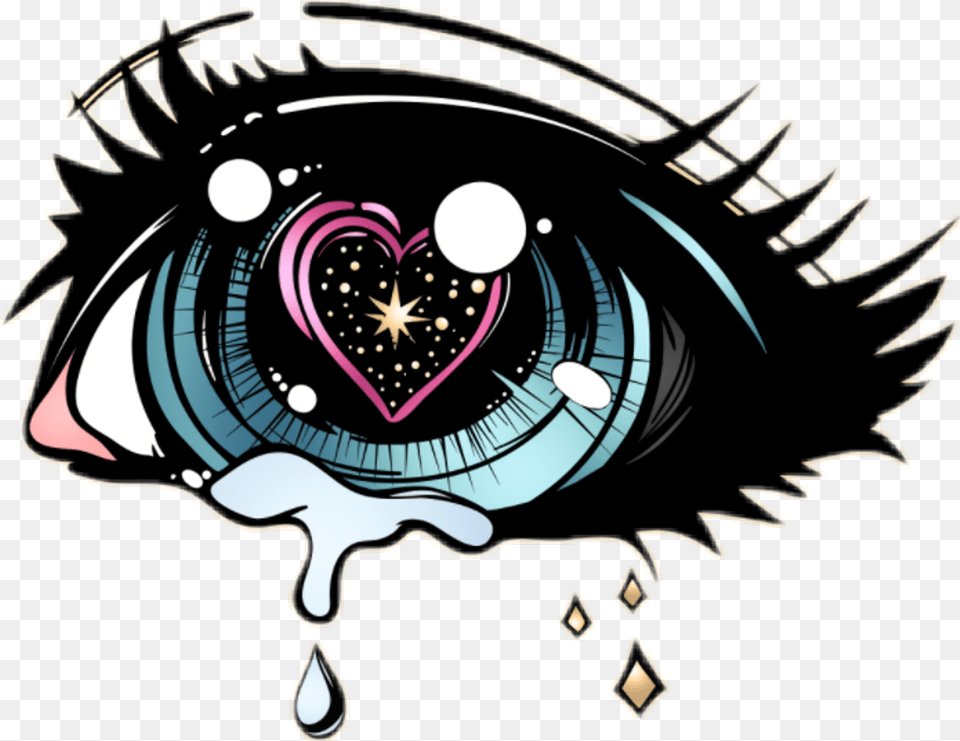 Tears Sticker Anime Eyes Crying Drawing, Art, Graphics, Book, Publication Png Image
