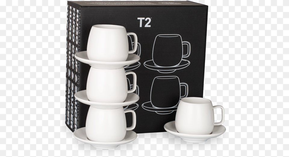 Teaset Hugo White Cup And Saucer 4 Pack T2 Tea, Beverage, Coffee, Coffee Cup Free Png