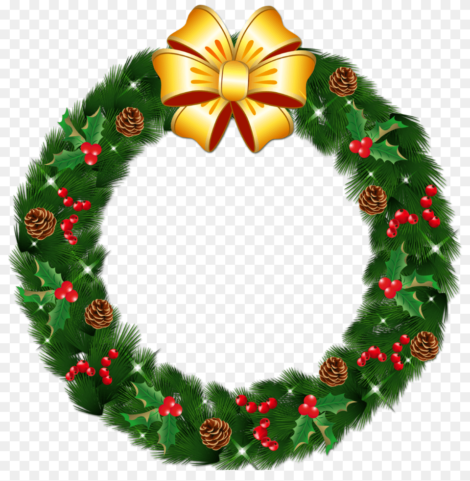 Techflourish Clipart Christmas Present Pictures Clip, Wreath, Plant Free Transparent Png