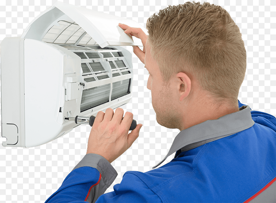 Technician Repairing Air Conditioner Air Conditioner Repair, Adult, Male, Man, Person Free Transparent Png