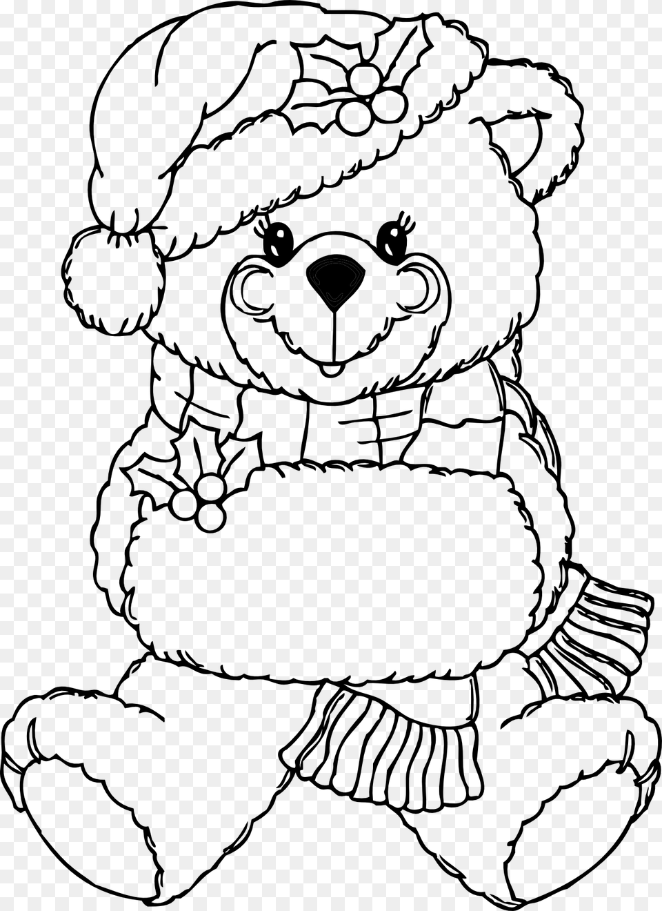 Teddy Bear Black And White Christmas Clipart Black Christmas Bear Clipart Black And White, Baby, Person, Art, Face Png