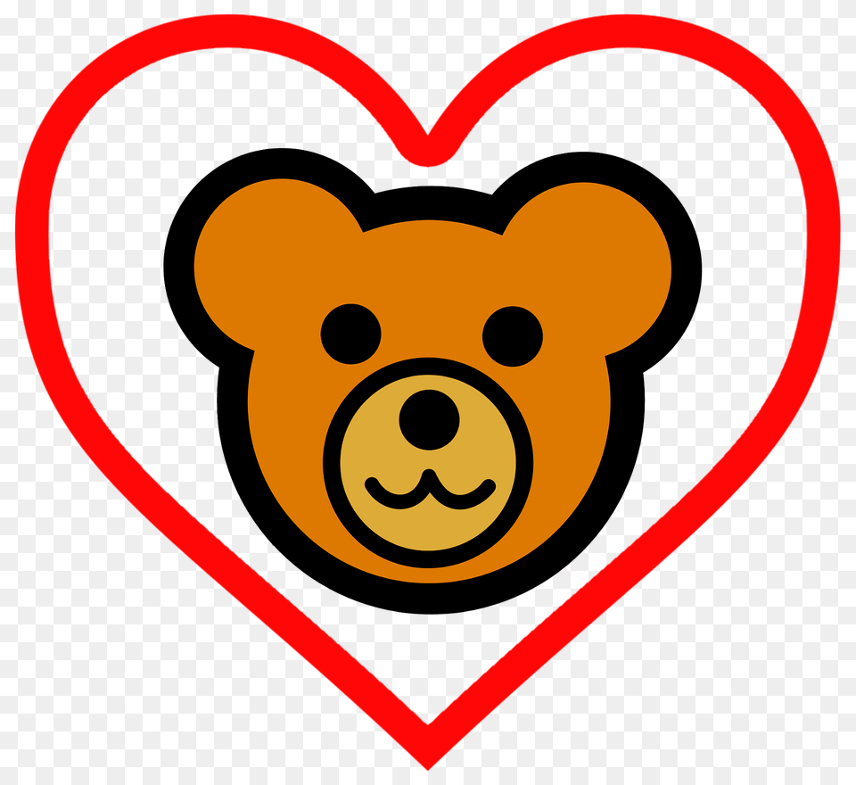 Teddy Bear Face In Heart Clipart, Sticker, Head, Person Png Image