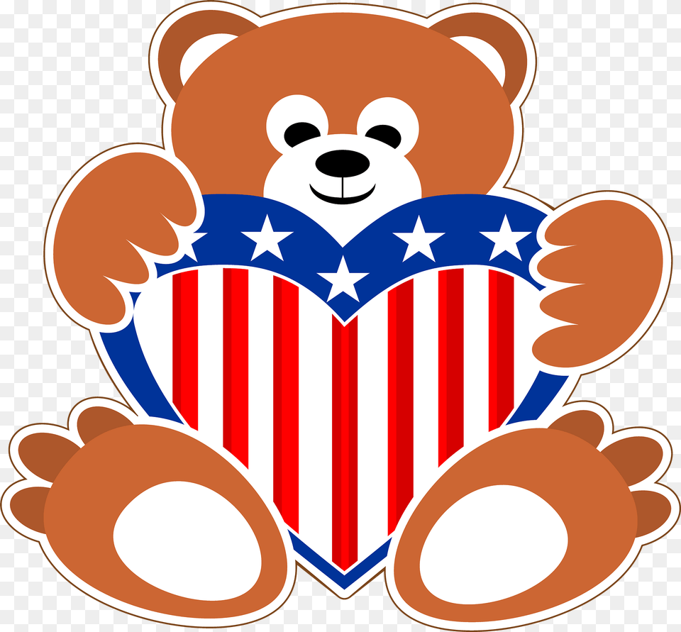 Teddy Bear Holding Usa Heart Clipart Free Png