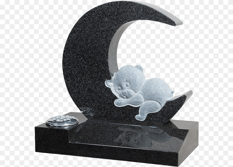 Teddy Bear On Moon Headstone Baby Headstones, Architecture, Fountain, Water, Animal Free Png Download
