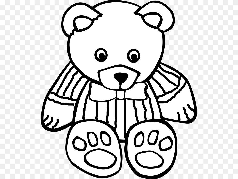 Teddy Bear Teddy Bear Toy Cute Outline Animal Clip Art Black And White, Baby, Person, Face, Head Png Image