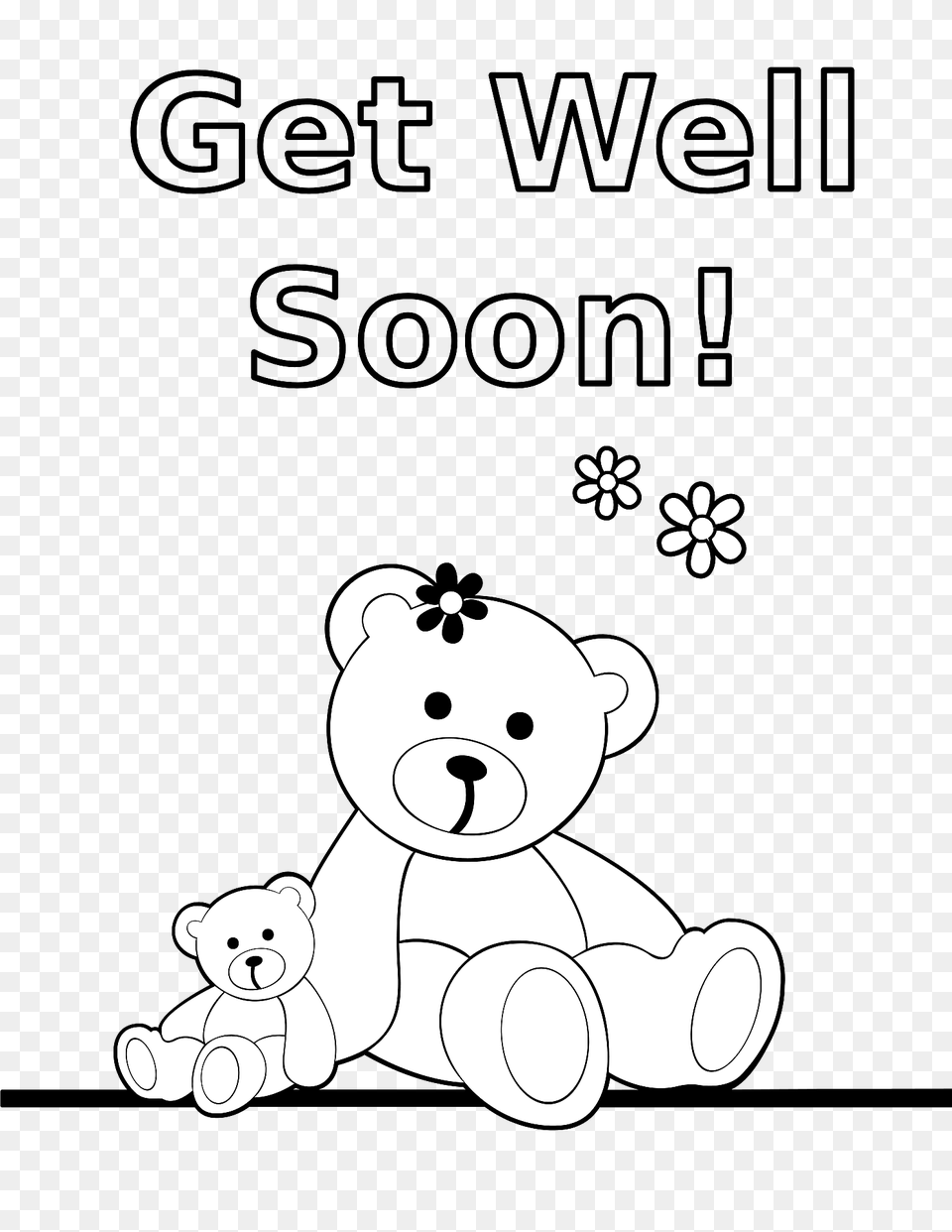 Teddy Bears Black And White Get Well Soon Clipart, Animal, Bear, Mammal, Wildlife Free Png