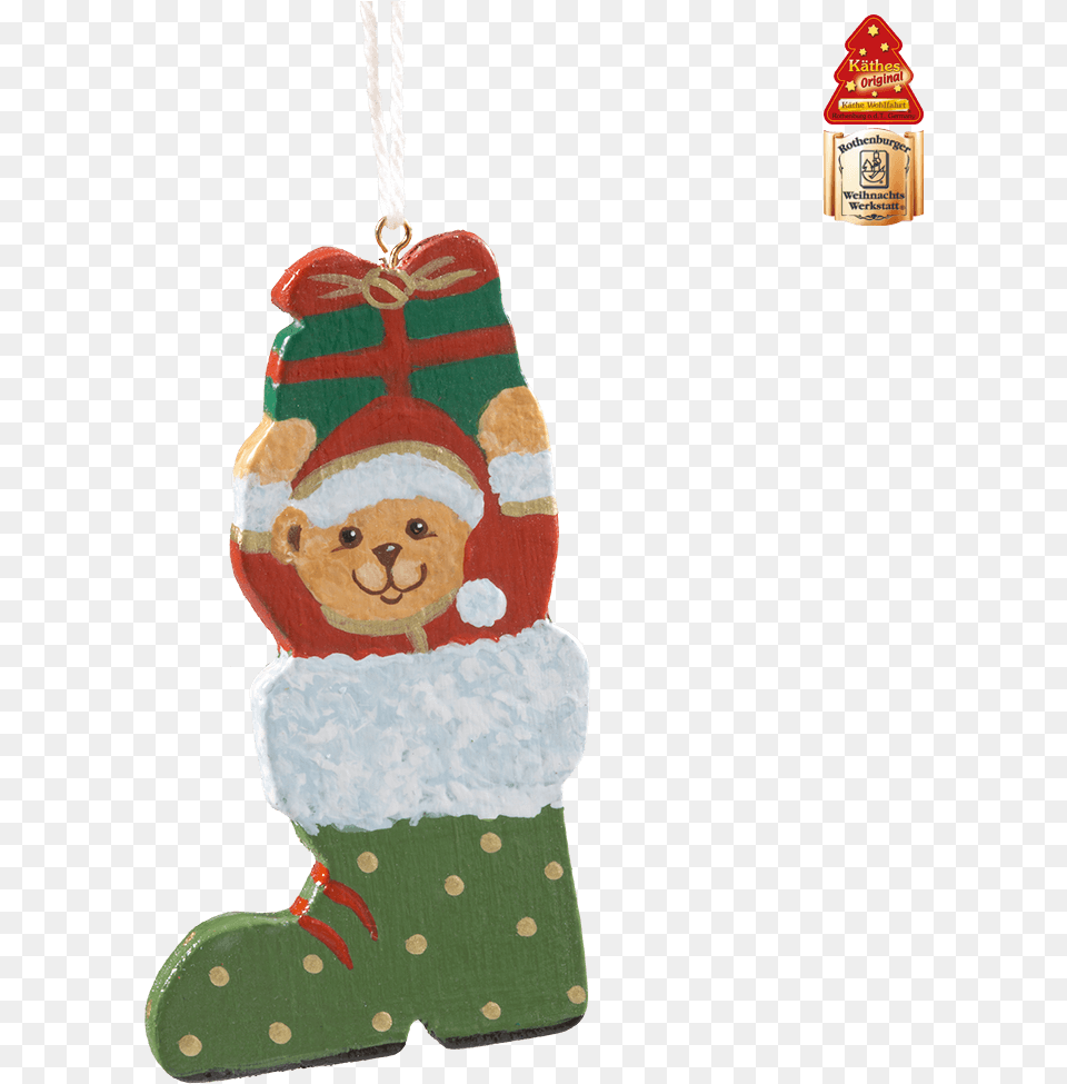 Teddy In Christmas Boot Green Christmas Ornament, Christmas Decorations, Festival, Clothing, Hosiery Png Image