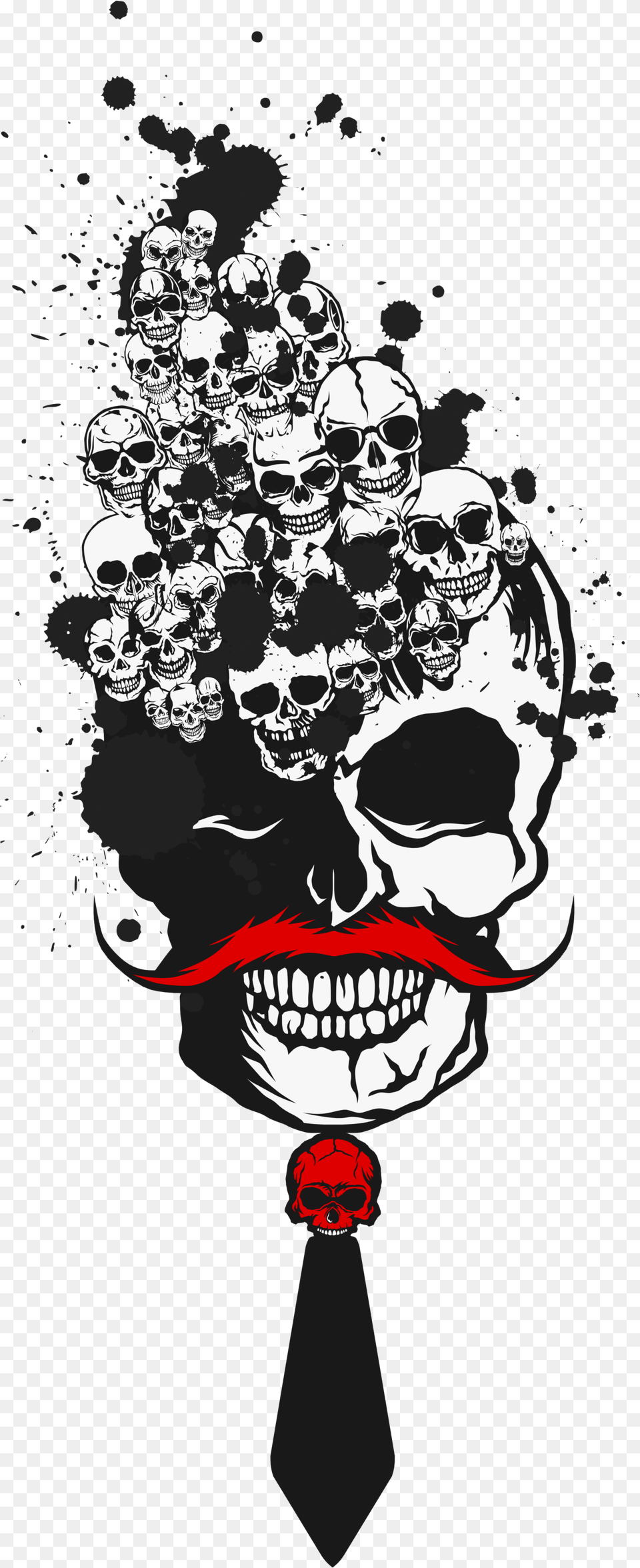 Tee Shirt Tete De Mort Hipster Crane Skull Moustache Illustration, Accessories, Formal Wear, Tie, Stencil Png Image