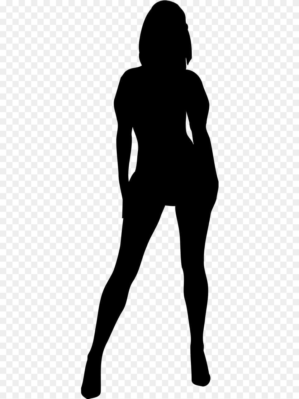 Teen Girl Silhouette, Gray Free Png