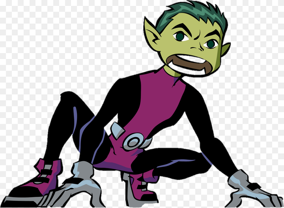 Teen Titans Beast Boy Fighting, Baby, Book, Comics, Person Png Image