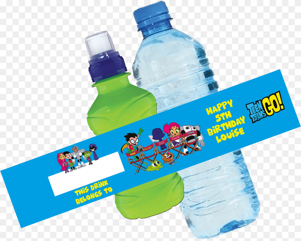 Teen Titans Bottle Wrappers, Plastic, Water Bottle, Person, Beverage Free Png Download