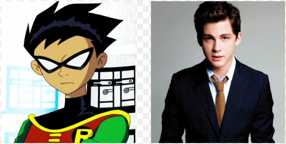 Teen Titans Fancast Logan Lerman As Robin Teen Titan Robin Original, Formal Wear, Accessories, Suit, Person Free Png