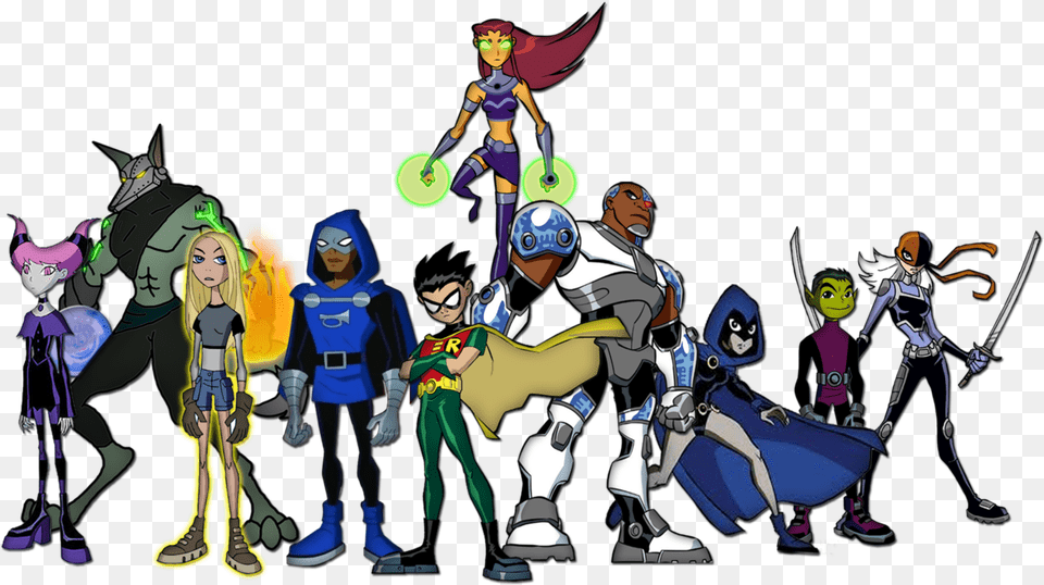 Teen Titans Robin Starfire Cyborg Beast Boy Raven, Book, Comics, Weapon, Sword Free Png