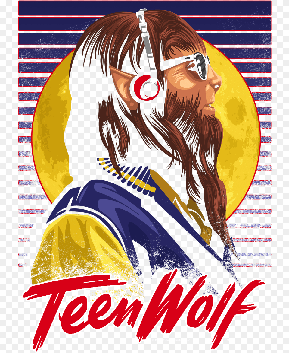 Teen Wolf Headphone Wolf Men39s Heather T Shirt Poster, Advertisement, Publication, Book, Adult Free Transparent Png