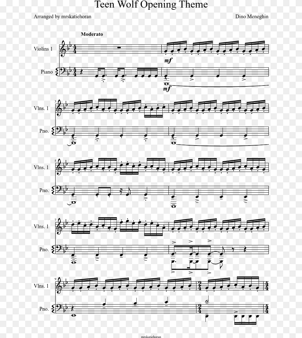 Teen Wolf Opening Theme Sheet Music Composed By Dino Teen Wolf Intro Piano, Gray Png Image