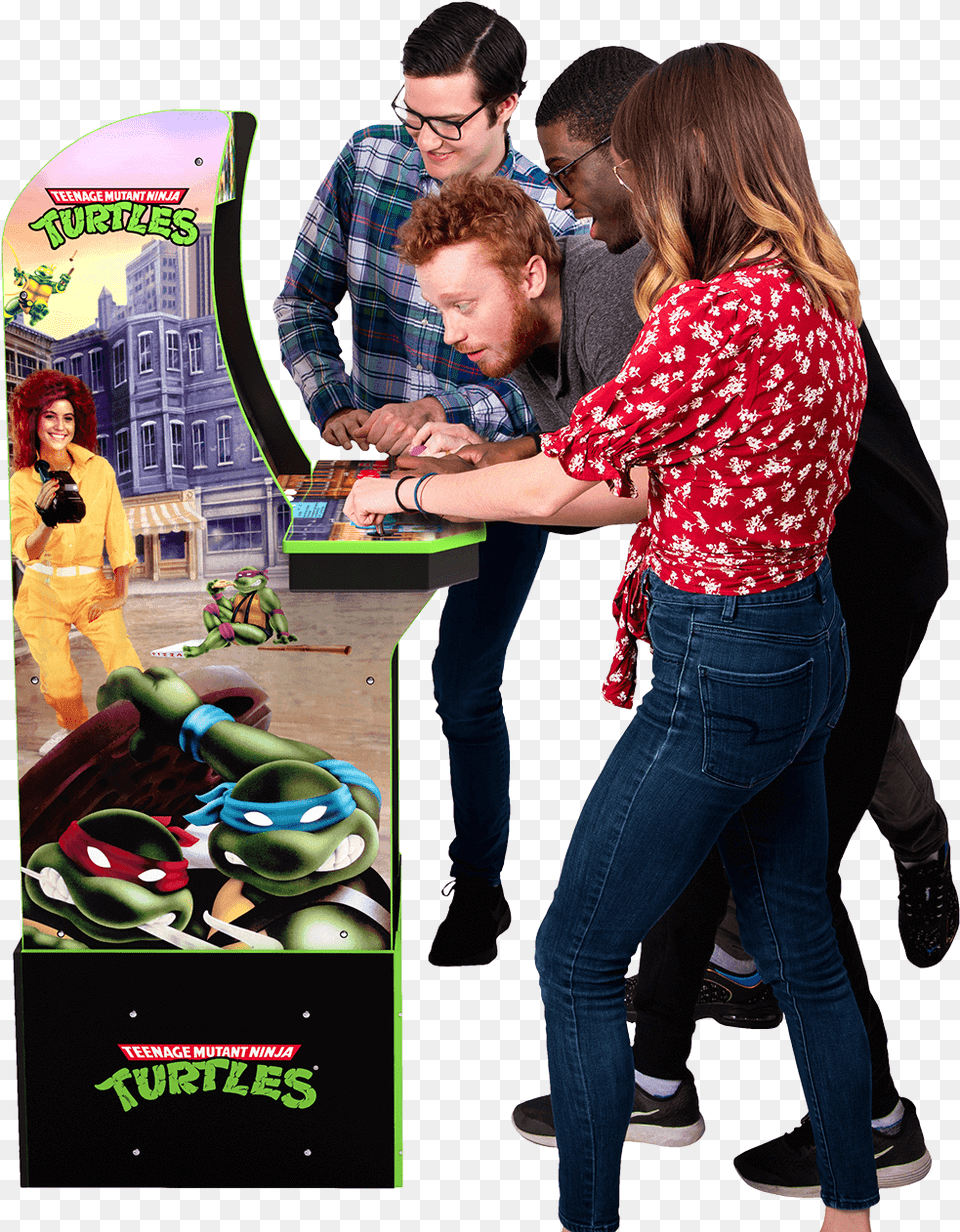 Teenage Mutant Ninja Turtles Arcade Cabinet Arcade1up Tmnt Arcade 1 Up, Advertisement, Poster, Adult, Person Free Transparent Png