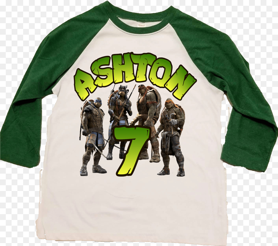 Teenage Mutant Ninja Turtles Green Raglan Long Sleeved T Shirt, T-shirt, Clothing, Sleeve, Long Sleeve Png