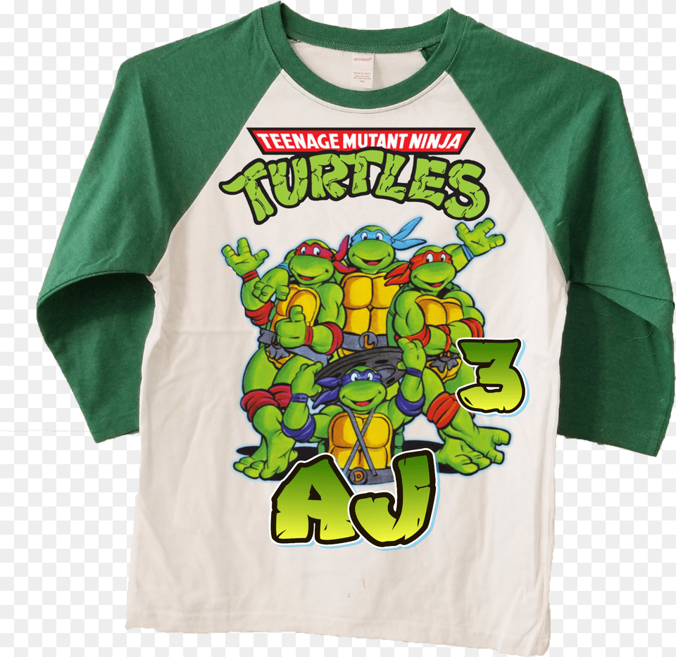 Teenage Mutant Ninja Turtles Green Raglan Teenage Mutant Ninja Turtles Transparent, Clothing, Shirt, T-shirt, Baby Png