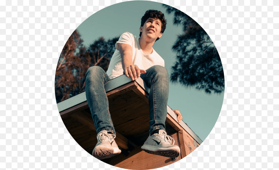 Teenaged Boy Sitting On Edge Of Deck Guy Sitting On Roof, Sneaker, Shoe, Photography, Person Png