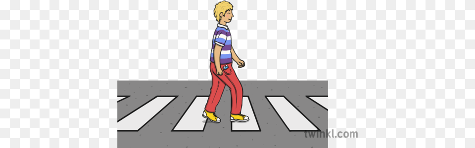 Teenager Crossing Road With Phone In Pocket Illustration Cartoon, Tarmac, Zebra Crossing, Adult, Female Free Png Download