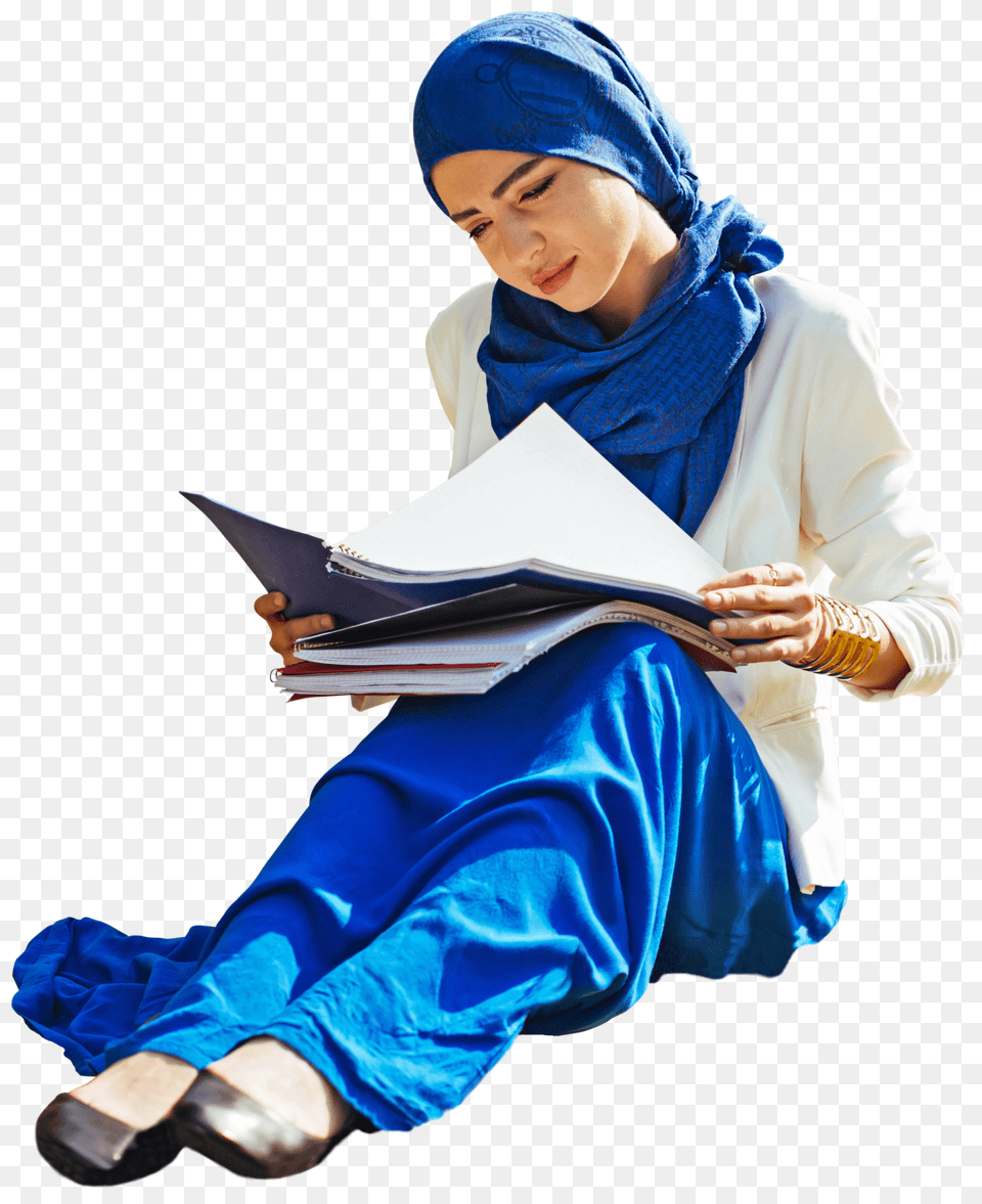 Teenager Woman Student Sitting Arab Ethnic Fashion Cut Out, Adult, Female, Person, Reading Free Transparent Png