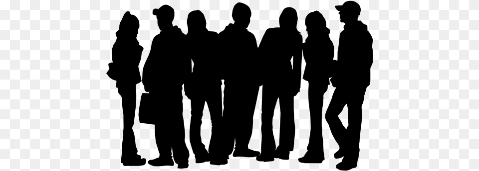 Teenagers Silhouette Hanging Out With Friends Clipart, Gray Free Transparent Png