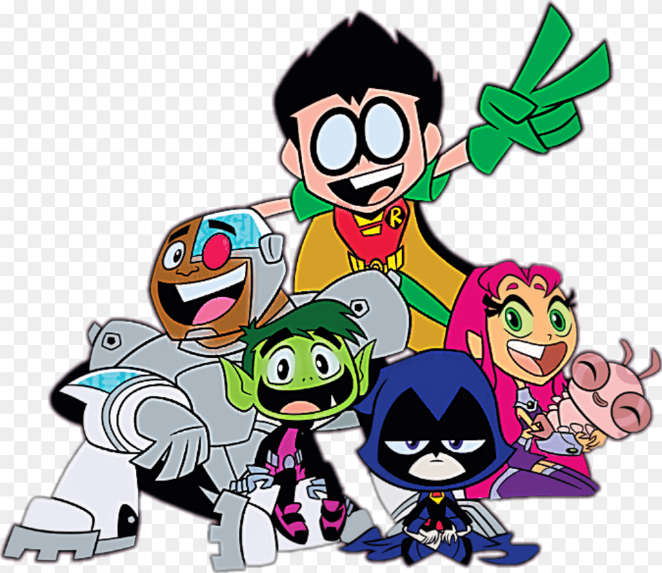 Teentitans Sticker Cartoon Network Jvenes Titanes En Accin, Book, Comics, Publication, Baby Free Png Download