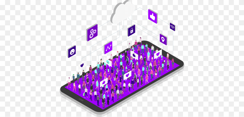 Telefonica Accenture, People, Person, Crowd, Purple Png