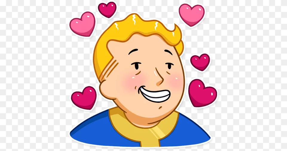 Telegram Sticker 22 From Collection Fallout Vault Boy Vault Boy Love, Baby, Person, Face, Head Free Png