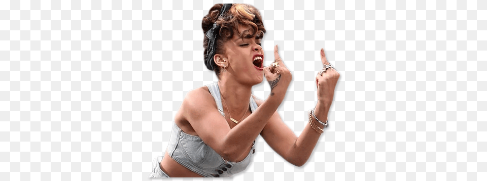 Telegram Sticker Rihanna We Found Love, Face, Head, Person, Angry Free Png