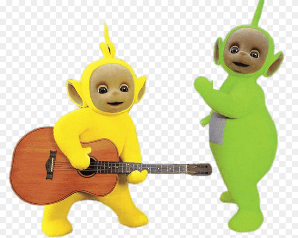 Teletubbies Dipsy And Lala Teletubbies Lala And Dipsy, Guitar, Musical Instrument, Plush, Toy Free Png Download