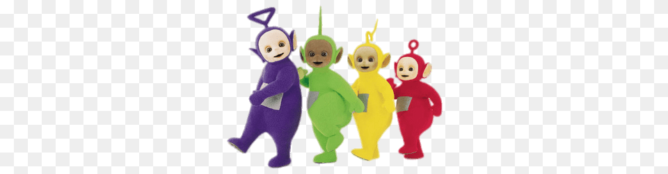 Teletubbies Walking In Line, Plush, Toy, Baby, Person Free Png