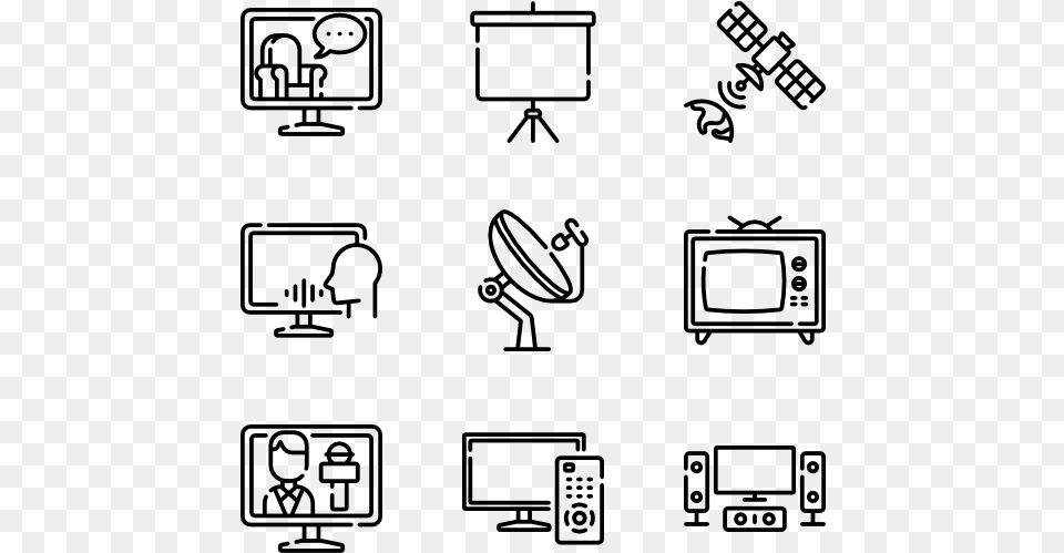 Television Work Icons, Gray Png
